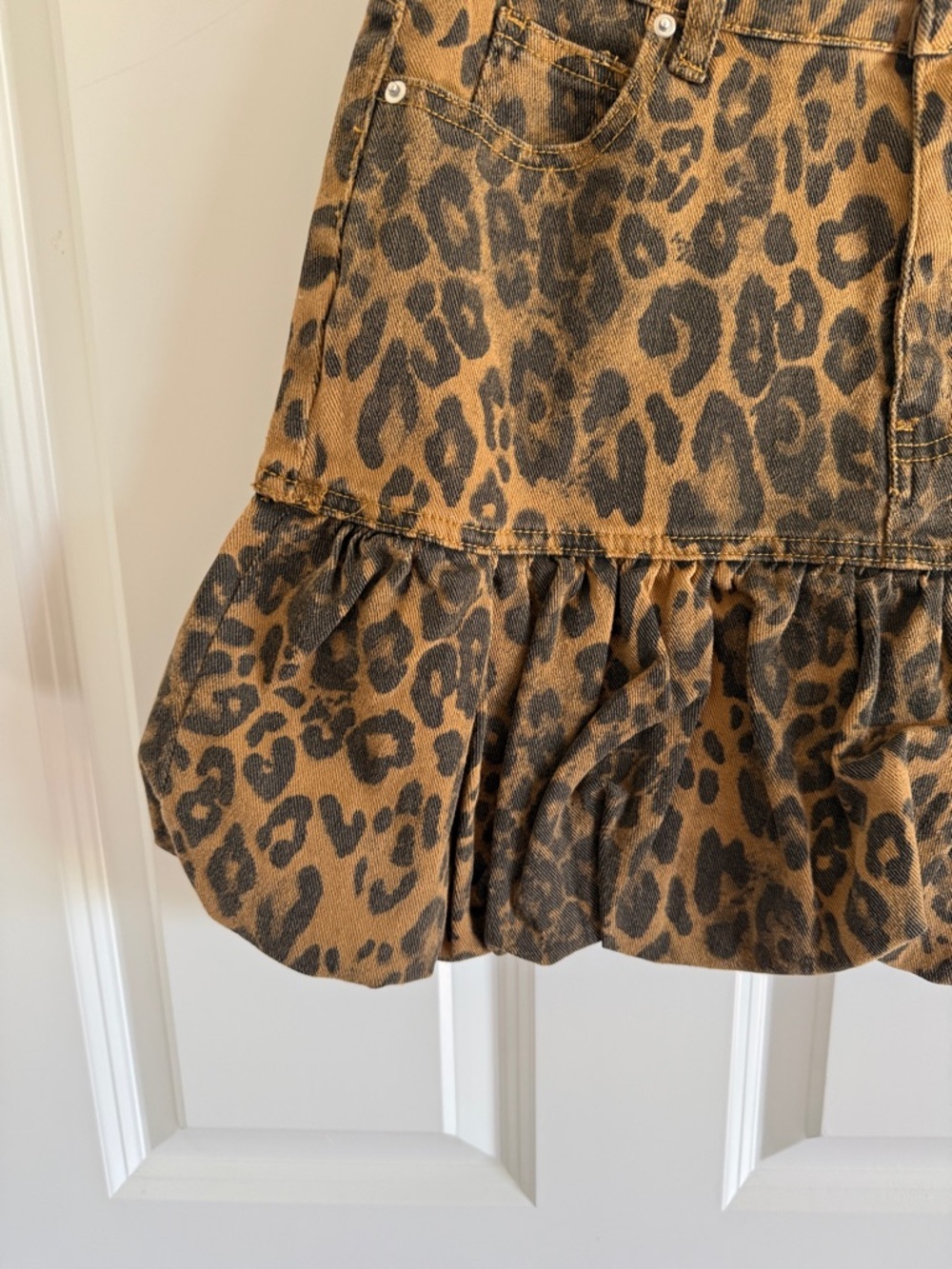 NWT blue B Leopard Print Ruffle Bubble Mini Skirt - Brown - Picture 5 of 7
